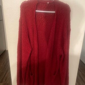 Vibrant Red Cardigan Sweater